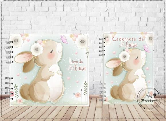 Kit Livro do Bebê Caderneta de Saúde Coelhinha