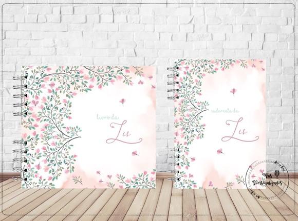 Kit Livro do Bebê Caderneta Floral Delicado