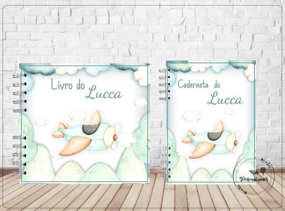 Kit Livro do Bebê e Caderneta de Vacina Avião