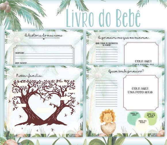 Kit Livro do Bebê e Caderneta de Vacina Dinossauros