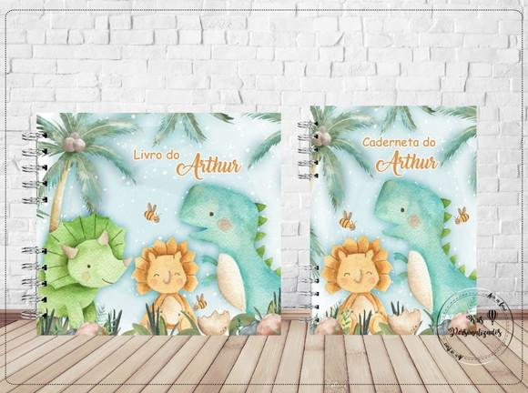 Kit Livro do Bebê e Caderneta de Vacina Dinossauros