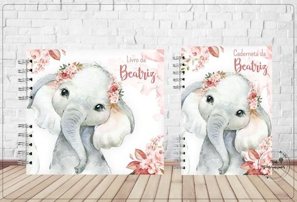 Kit Livro do Bebê e Caderneta de Vacina Elefantinha