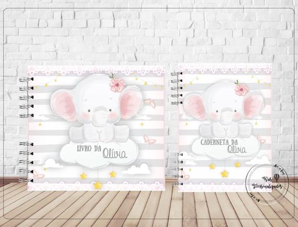 Kit Livro do Bebê e Caderneta de Vacina Elefantinha Baby