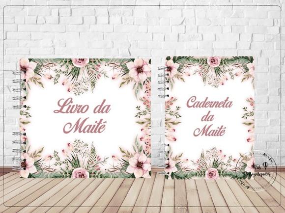 Kit Livro do Bebê e Caderneta de Vacina Floral