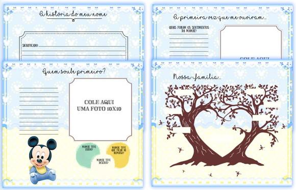 Kit Livro do Bebê e Caderneta de Vacina Mickey baby