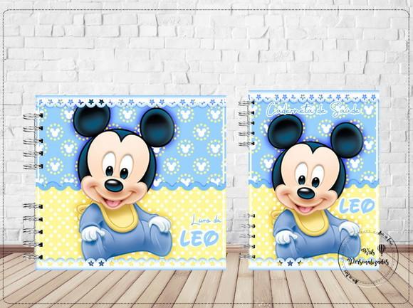 Kit Livro do Bebê e Caderneta de Vacina Mickey baby