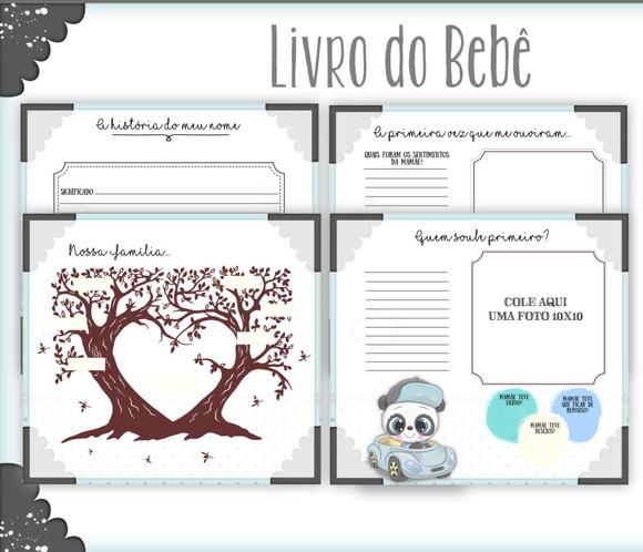 Kit Livro do Bebê e Caderneta de Vacina Panda