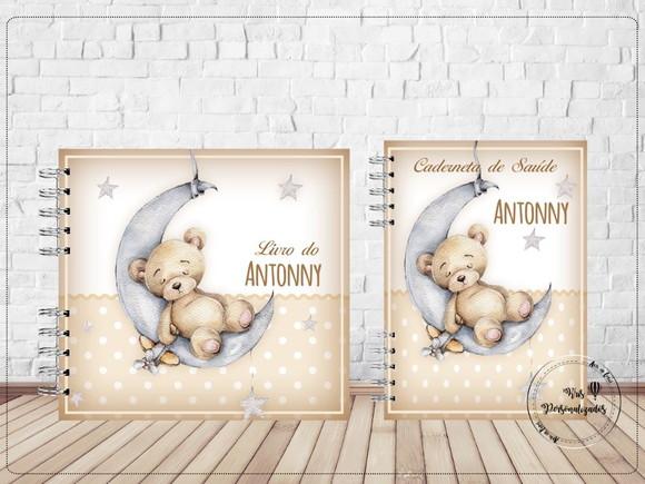 Kit Livro do Bebê e Caderneta de Vacina Ursinho Bege