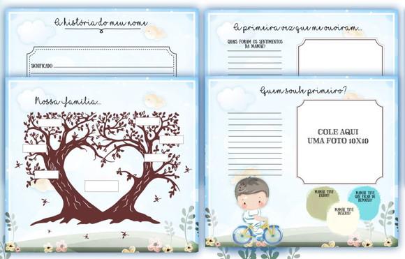 Kit Livro do Bebê e Caderneta Menino de Bicicleta