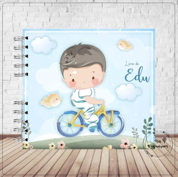 Kit Livro do Bebê e Caderneta Menino de Bicicleta