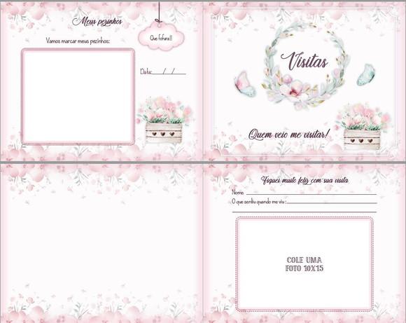 Super Kit Albúm Livro do Bebê e Caderneta de Saúde - Floral