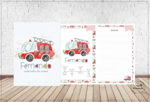 Capa Dura para Caderneta de Vacina Bombeiros