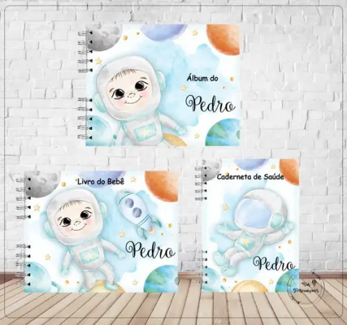Kit 2 -Álbum + Caderneta+ Livro do bebê - Astronauta