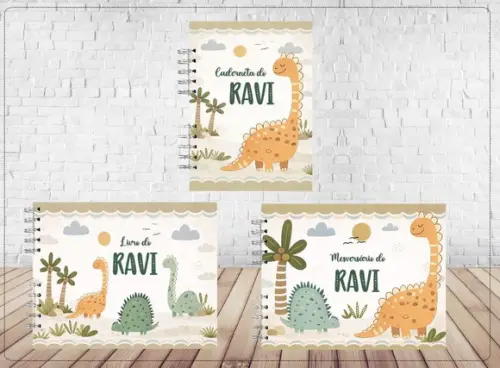Kit Caderneta + Livro do Bebê 2 + Mesversário - Dinossauros
