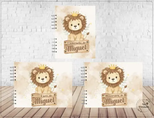 Kit Caderneta + Livro do Bebê 2 + Mesversário - Leãozinho