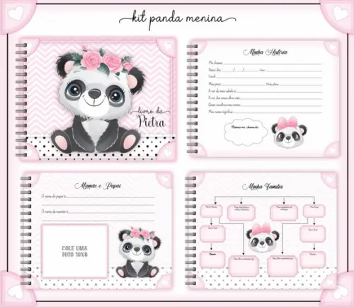 Kit Caderneta de Vacina + Livro do Bebê 2 - Panda