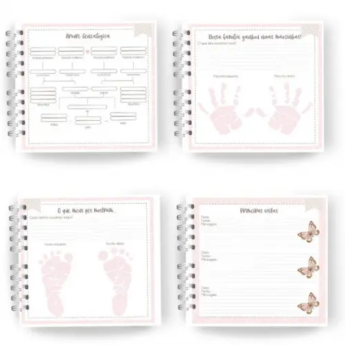 Kit Livro Bebê ,caderneta e Mini Porta Documento Borboletas