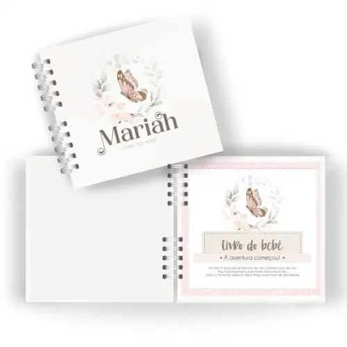 Kit Livro Bebê ,caderneta e Pastas de Documento Borboletas