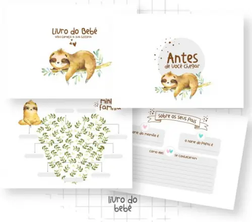 Kit Livro Bebê e Caderneta de Saúde Bicho Preguiça