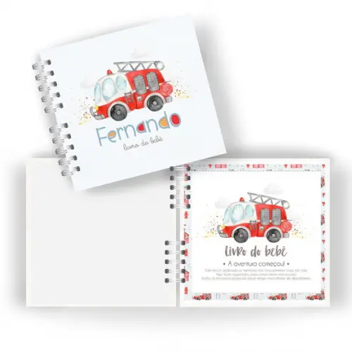 Kit Livro Bebê e Caderneta de Vacina Bombeiros