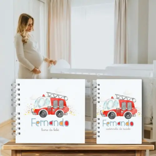 Kit Livro Bebê e Caderneta de Vacina Bombeiros