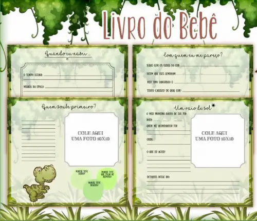 Kit Livro do Bebê + Caderneta de Saúde - Dinossauro
