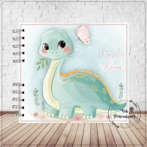 Kit Livro do Bebê + Caderneta de Saúde - Dinossauro menina