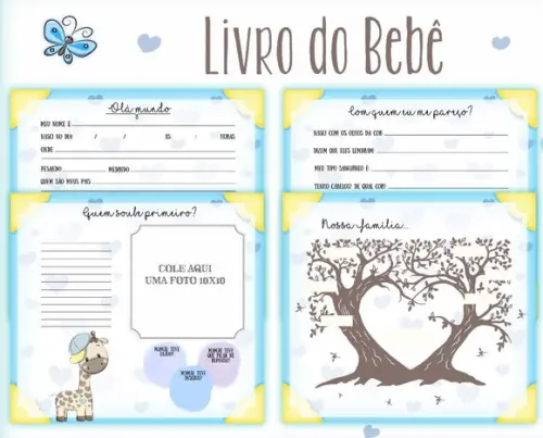 Kit Livro do Bebê + Caderneta de Saúde - Girafinha