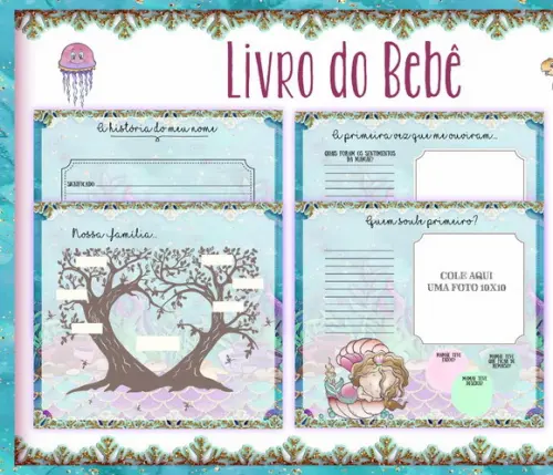 Kit Livro do Bebê + Caderneta de Saúde - Sereia