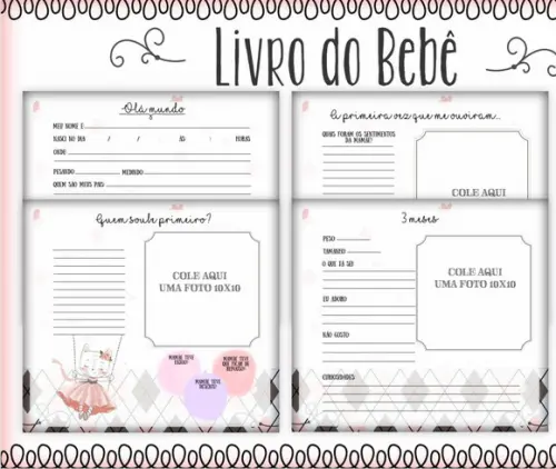 Kit Livro do Bebê + Caderneta de Saúde -Gatinha