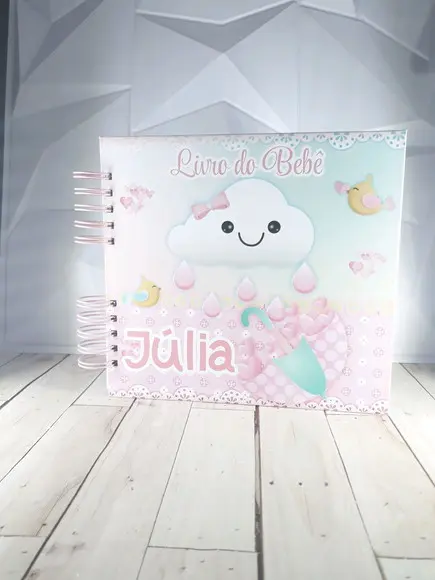 Kit Livro do Bebê + Caderneta de Saúde -Chuva de amor Menina
