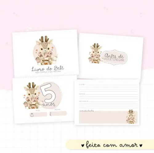 Kit Livro Do Bebê + Caderneta De Saúde Boho