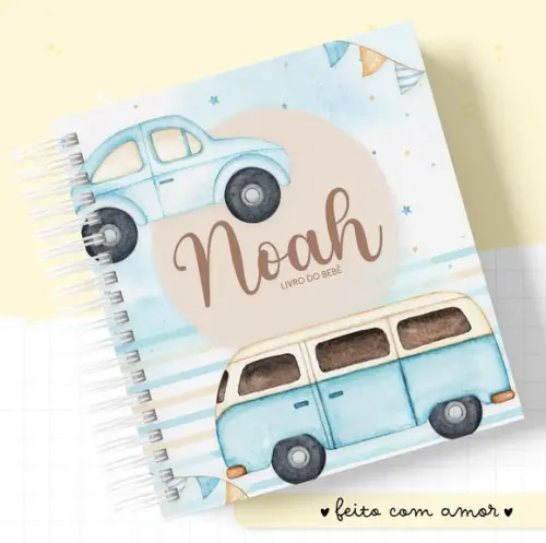 Kit Livro Do Bebê + Caderneta De Saúde Carro Antigo