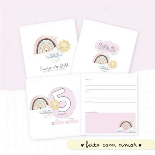 Kit Livro Do Bebê + Caderneta De Saúde Chuva De Amor