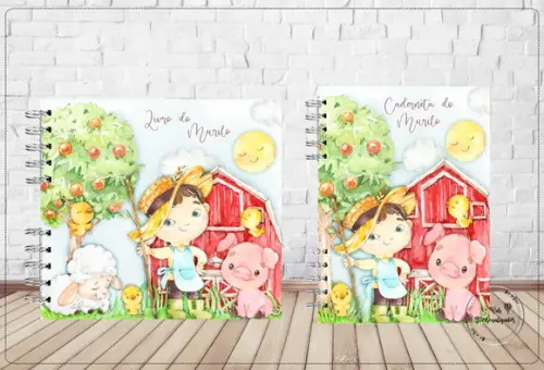 Kit Livro do Bebê + Caderneta de Saúde Fazendinha