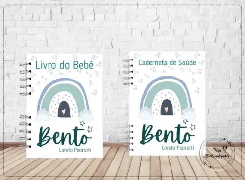 Kit Livro do Bebê + Caderneta de Saúde com bolso e elástico