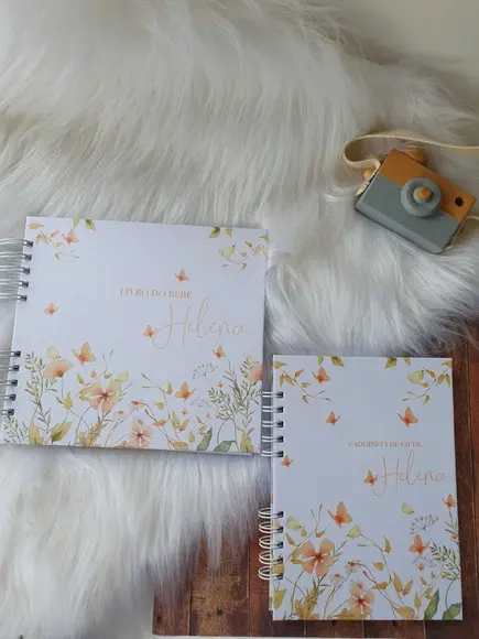 Kit Livro do Bebê + Caderneta de Saúde Floral Amarelo