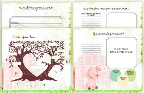 Kit Livro do Bebê + Caderneta de Saúde Fazendinha