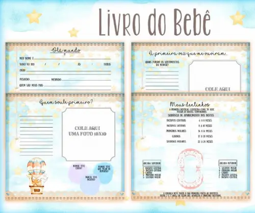 Kit Livro do Bebê + Caderneta de Vacina - Animais Baloeiros