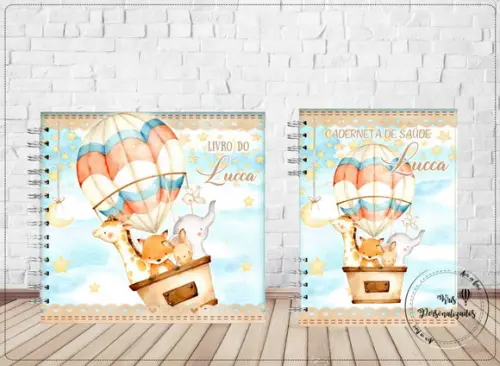 Kit Livro do Bebê + Caderneta de Vacina - Animais Baloeiros