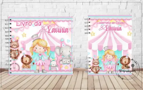 Kit Livro do Bebê + Caderneta de Vacina - Circo Rosa