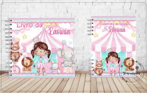 Kit Livro do Bebê + Caderneta de Vacina - Circo Rosa