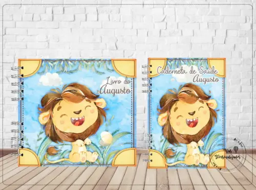 Kit Livro do Bebê + Caderneta de Vacina - Leãozinho
