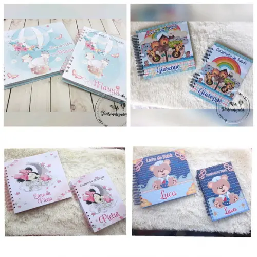 Kit Livro do Bebê + Caderneta de Vacina - Personalizada