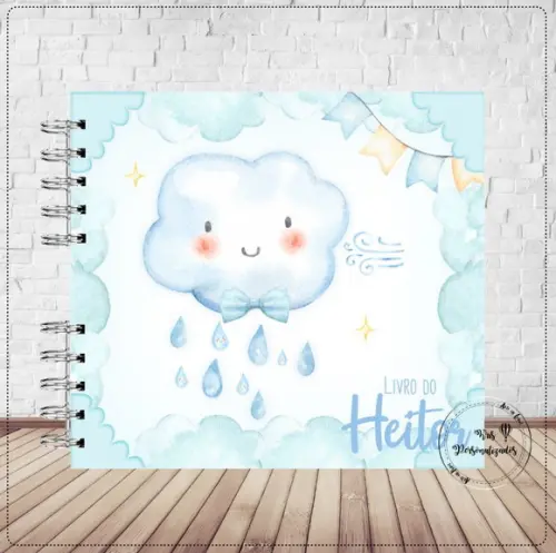 Kit Livro do Bebê + Caderneta de Vacina -Chuva de Amor azul