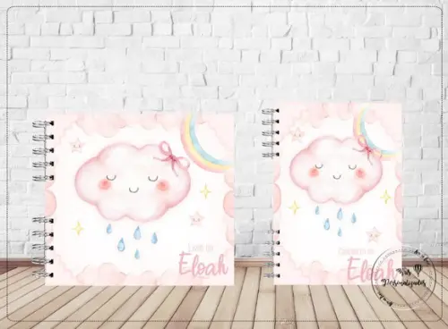 Kit Livro do Bebê + Caderneta de Vacina -Chuva de Amor Rosa