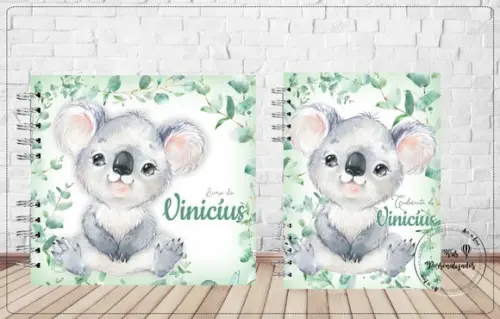 Kit Livro do Bebê + Caderneta de Vacina -Koala menino