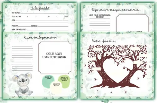 Kit Livro do Bebê + Caderneta de Vacina -Koala menino