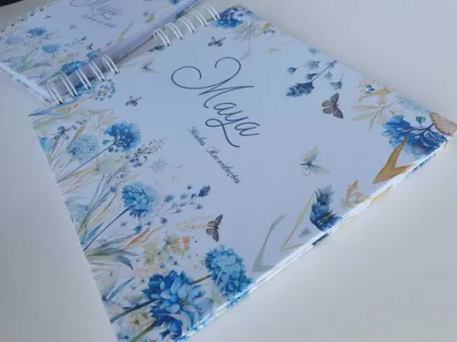 Kit Livro do Bebê 1,1 + Caderneta de Vacina Floral Azul