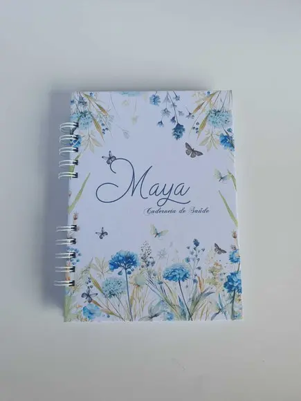 Kit Livro do Bebê 1,1 + Caderneta de Vacina Floral Azul